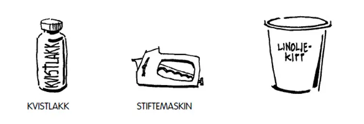 Kvistlakk, stiftemaskin og vinduskitt