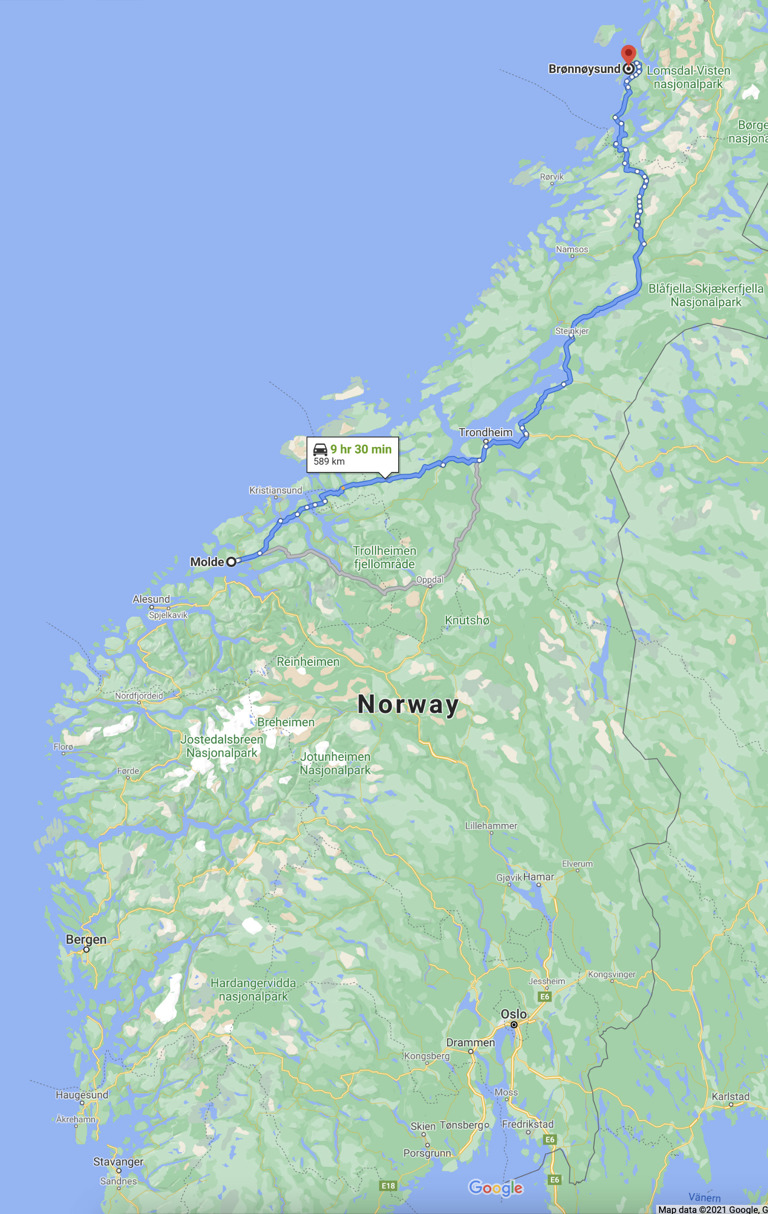 Molde Bronnoysund Kart