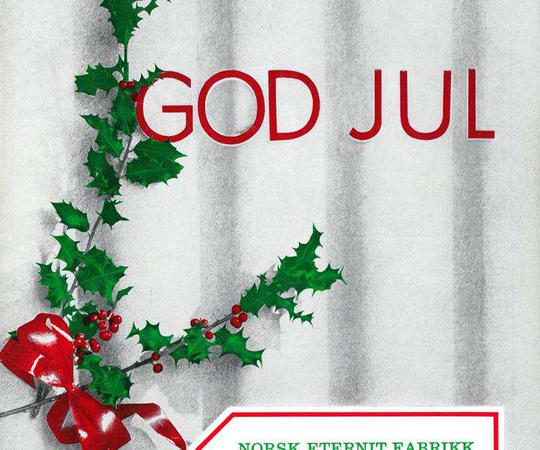 Forside fra "Byggmesteren" 1966. Norsk Eternit fabrikk startet fabrikasjonen av eternitt i 1942.